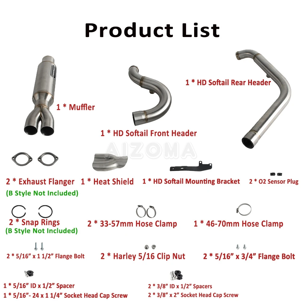 2 "نظام عادم الرأس كاتم صوت عادم الدراجة النارية لـ Harley Low Rider S ST FXLR FXLRS FXLRST FXRST Fat Bob FXFB FXFBS 2018-25 #6