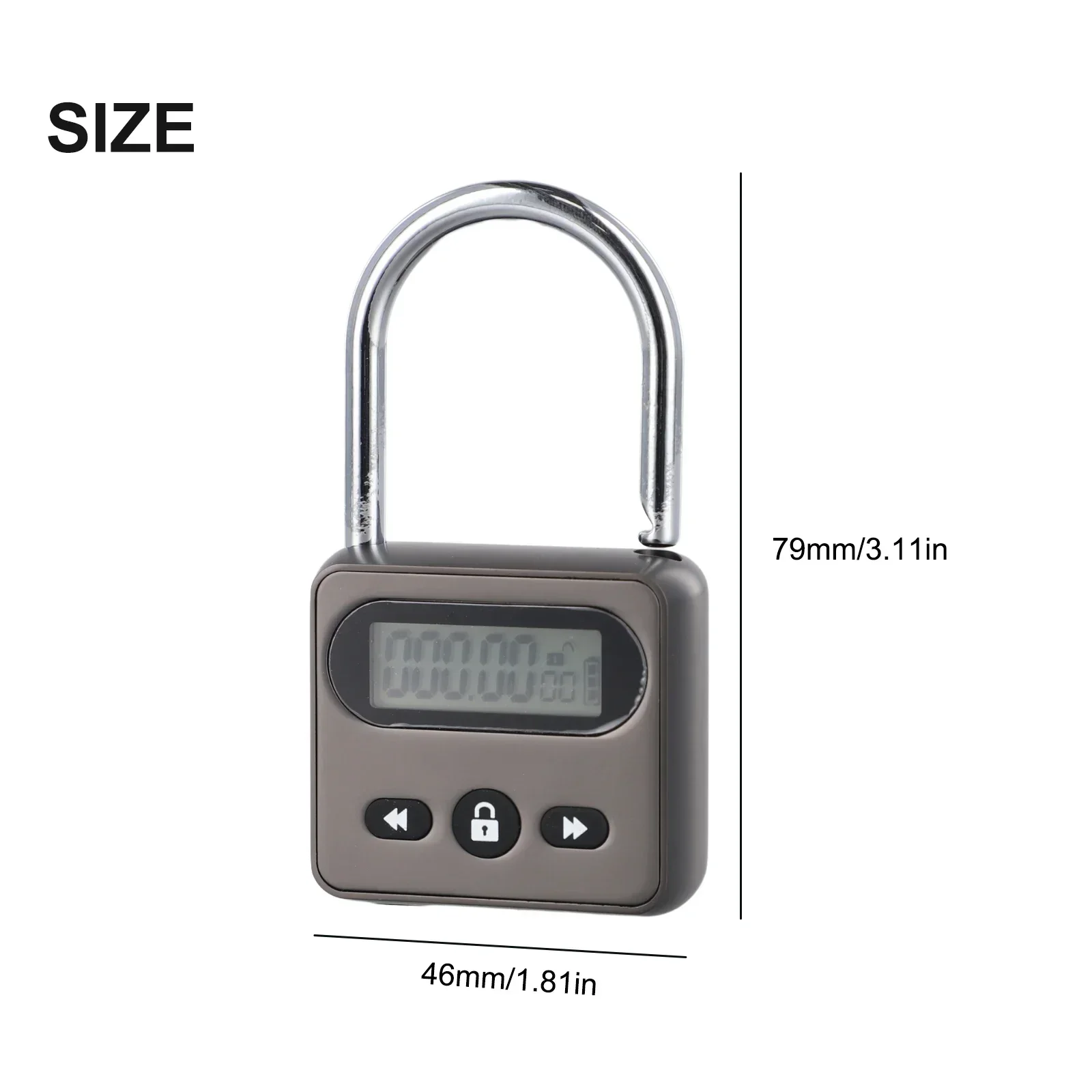 1pc Timing Padlock Metal Timer Lock LCD Display Multi Function Electronic Time 999 Hour Timing Anti-addiction Electronic Lock