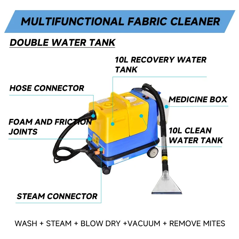 CP-10S Máquina de limpieza de alfombras de tela para eliminación de ácaros y secado de colchones, limpieza por extracción de vapor y agua fría