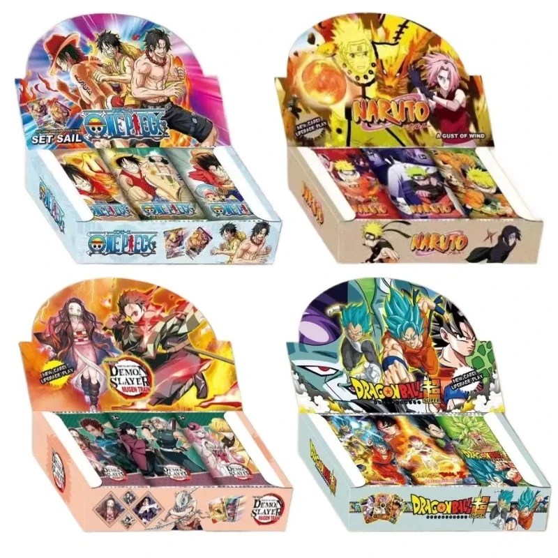 

New 180PCS Dragon Ball Anime Cards ONE PIECE English Non-repetition Flashcards Demon Slayer Table Game Deck Box NARUTO Kids Toys