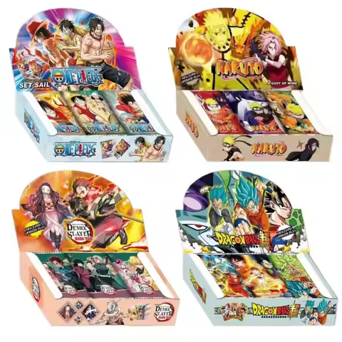 New 180PCS Dragon Ball Anime Cards ONE PIECE English Non-repetition Flashcards Demon Slayer Table Game Deck Box NARUTO Kids Toys