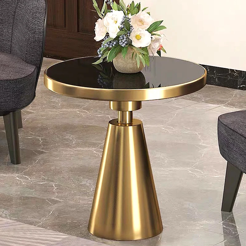 Mini mesa auxiliar, mesa de centro de cristal.