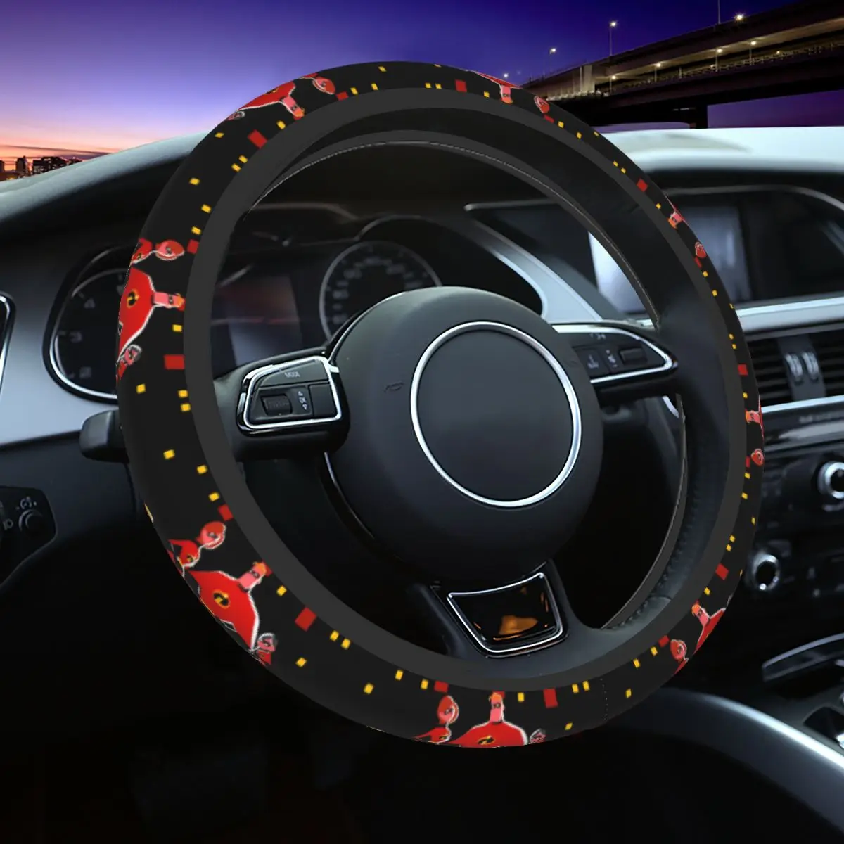 

The Incredibles Car Steering Wheel Cover Funny Protective Cover for 14.5-15Inches Custom DIY Auto Accessories