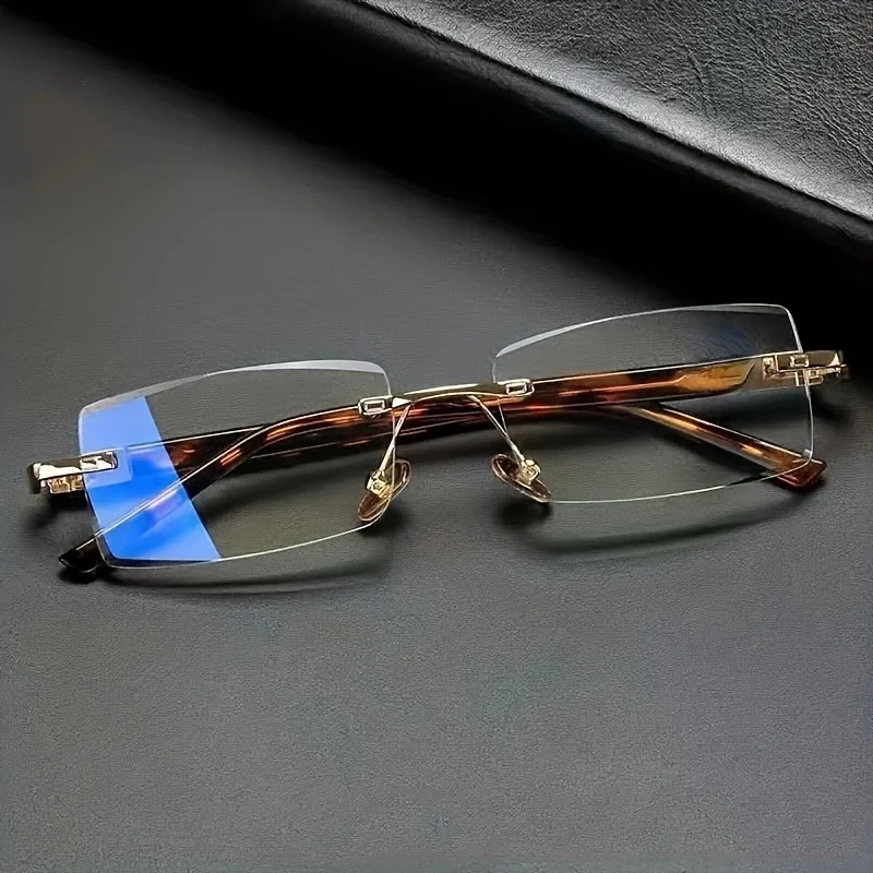 Gafas de lectura antiluz azul para hombre y mujer, lentes para presbicia sin marco + 100 A + 400