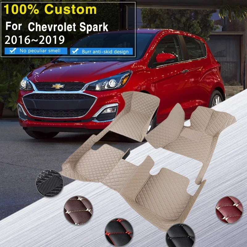 

3D Car Floor Mats For Chevrolet Holden Spark M400 2016~2019 Leather Mat Non-slip Anti-dirt Pad Carpets Leather Mat Car Accessori