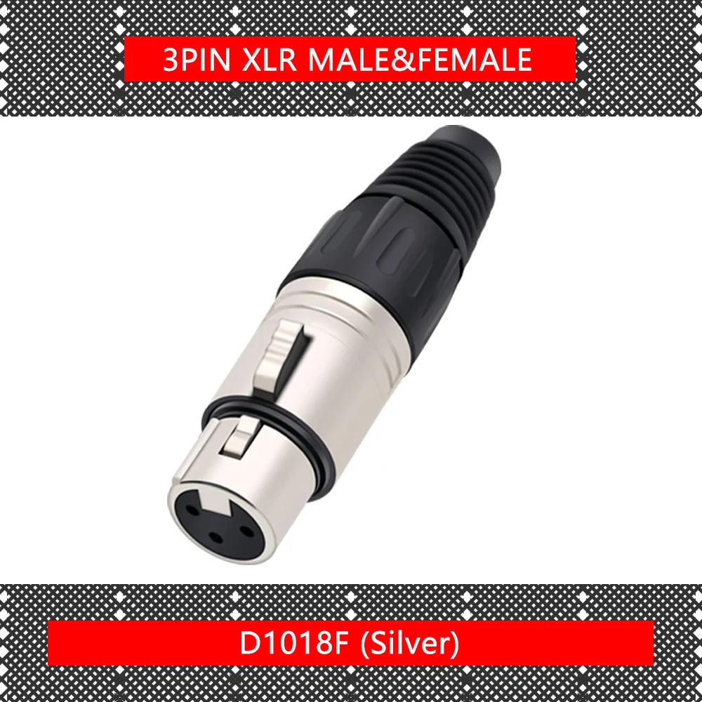 10pcs Electronic Cable Connectors 3PIN XLR Soldering Convertor Black&Silver Speaker Microphone XLR Plug