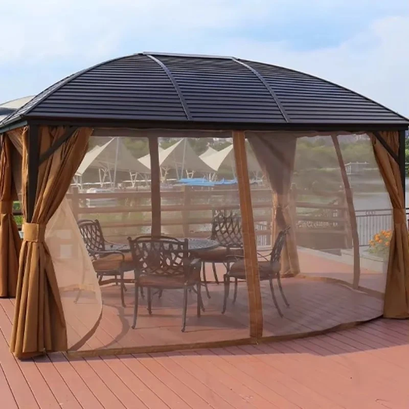 2025  Hot  Sale Chinese Hardtop  Gazebo 10*10ft  Aluminum  Frame Nettings Weatherproof  UV  Resistant Easy Assembly Patio Garden