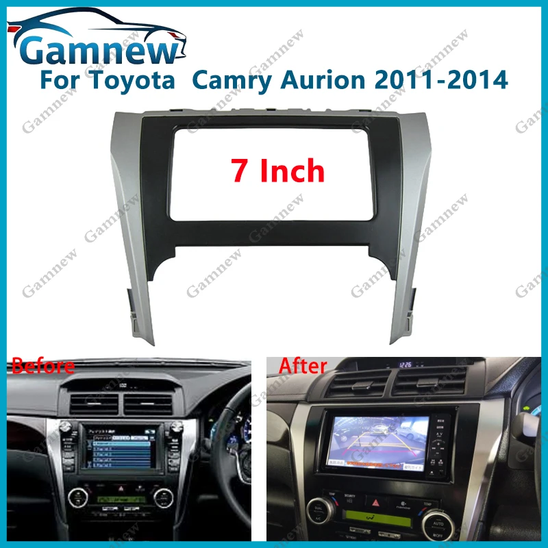 Panel de Radio Fascia para coche 2DIN de 7 pulgadas para Toyota Camry 2011-2014 Aurion 2012-2017 Kit de marco instalar placa frontal Facia