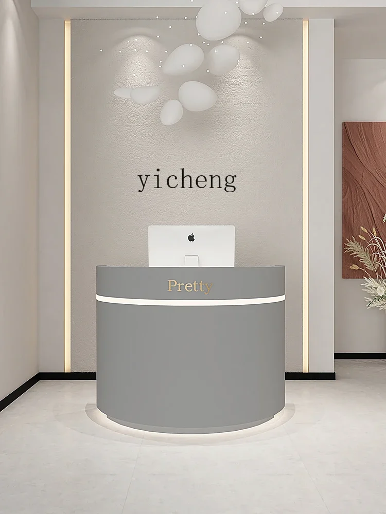 TQH beauty salon small checkout page light luxury clothing store stall bar simple modern curved reception desk