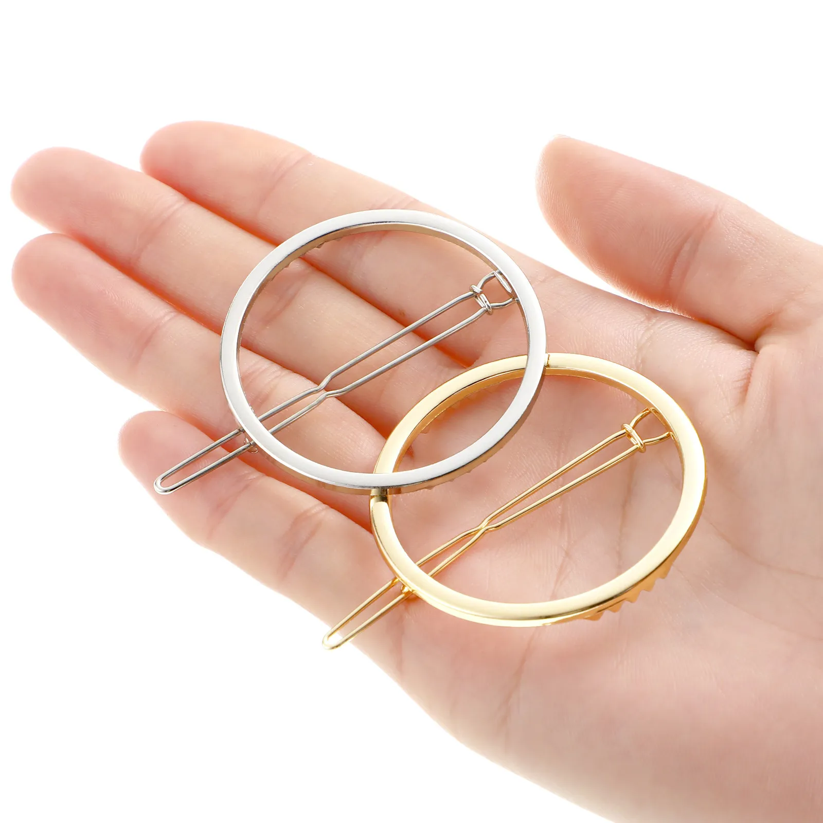 

2Pcs Lightweight Alloy Hair Clips Round Ponytail Clips Simple Elegant Metal Hair Accessories for Women Ladies All Match