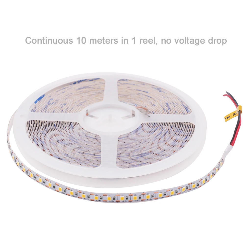 24V 2835 10m LED Strip Light 120LED/m 1 LED Cut Upgraded Brightness Tape Lights Cold/ Warm/ Natraul White Decor Not Waterproof