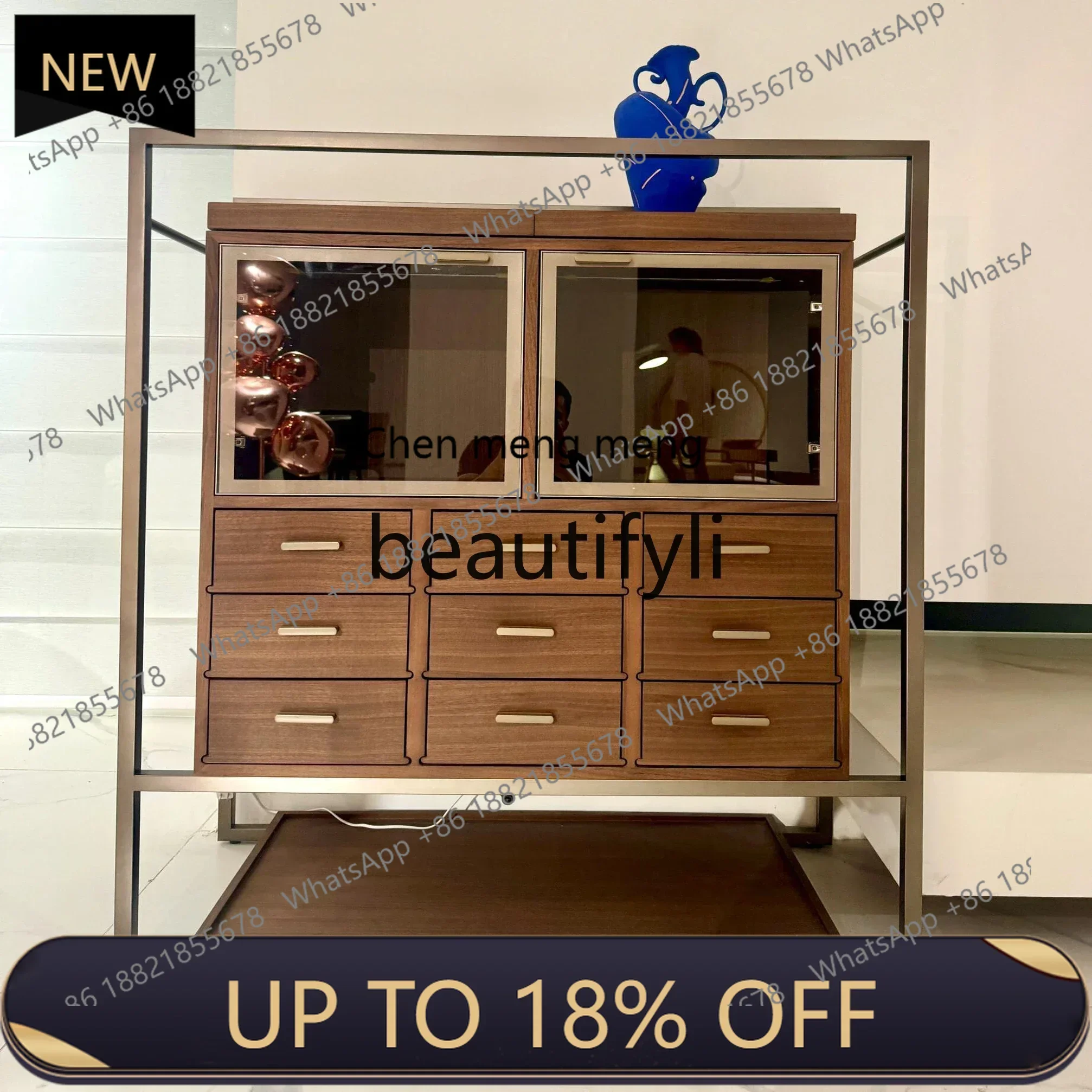 

P178 Легкий роскошный винный шкаф высокого класса, гостиная у стены, современная высококачественная световая полоса, стеклянный ящик для хранения, кабина