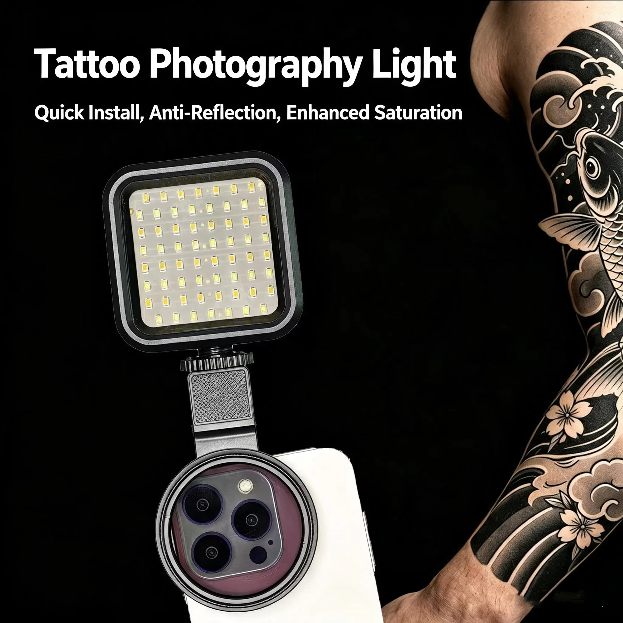 Tattoo Artist Photography Kit | Anti-Reflection Phone Light, Boost Color Saturation, Quick Install