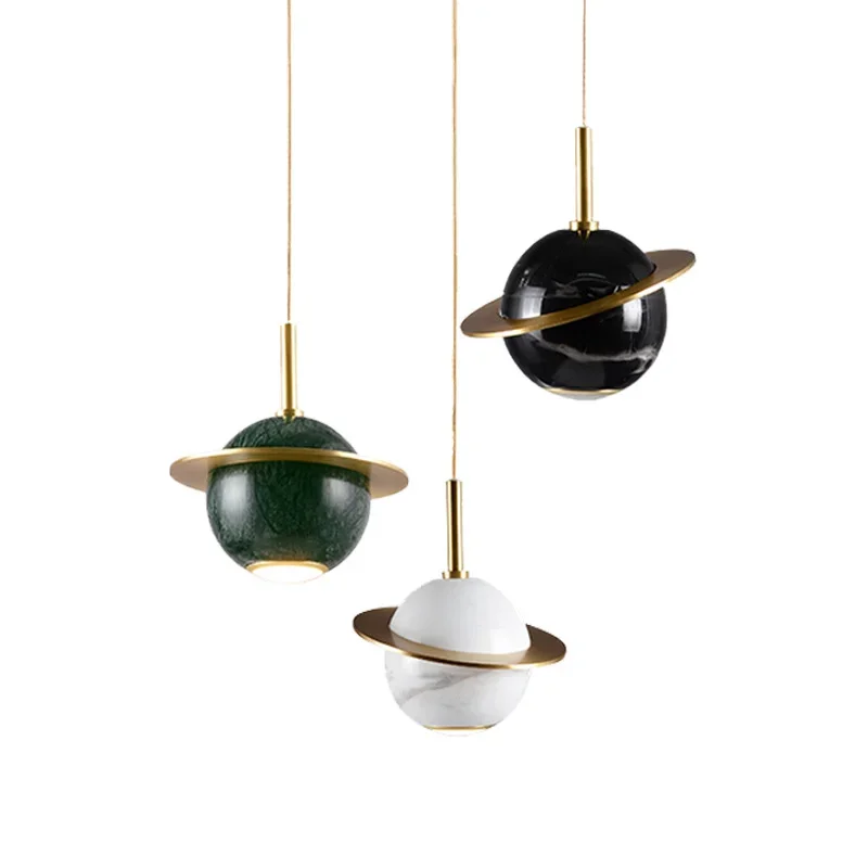 

Скандинавская минималистичная люстра для ресторана/бара, маленькая подвесная лампа для спальни/прикроватной зоны, современный светильник класса люкс для обеденного стола, мраморная подвесная лампа