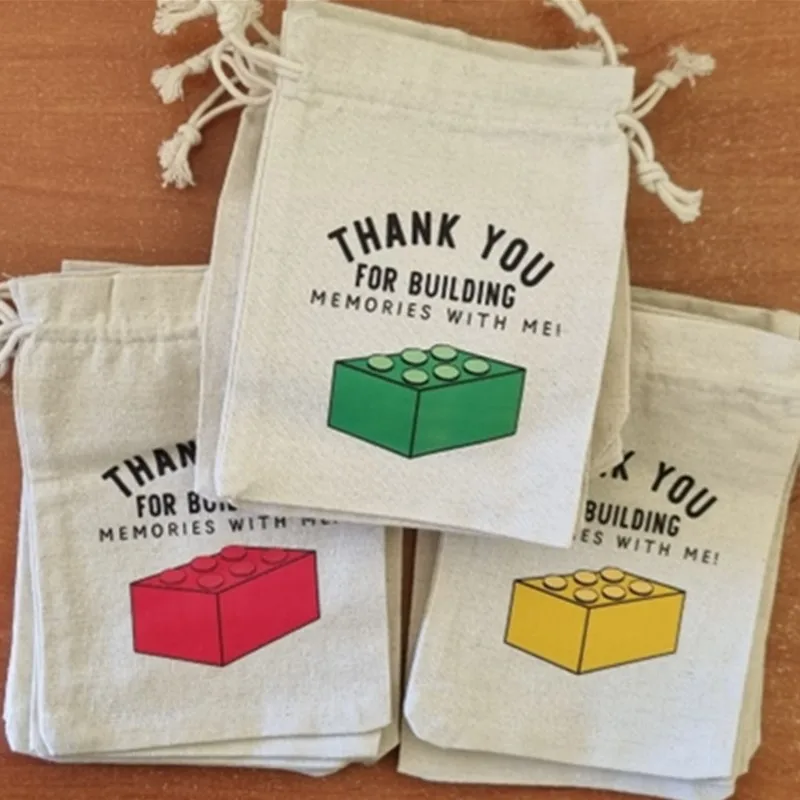 20pcs Thank you For Building Memories with me Bags boy girl 5th 6th 7th 8th Brick or Blocks Birthday Party decoration gift