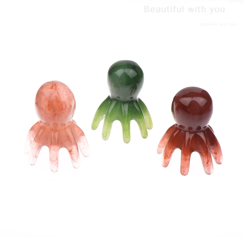 

Resin Octopus Comb Head Massager Meridian Scraping Scalp Massage Acupuncture Spa Body Home Health Therapy Tool