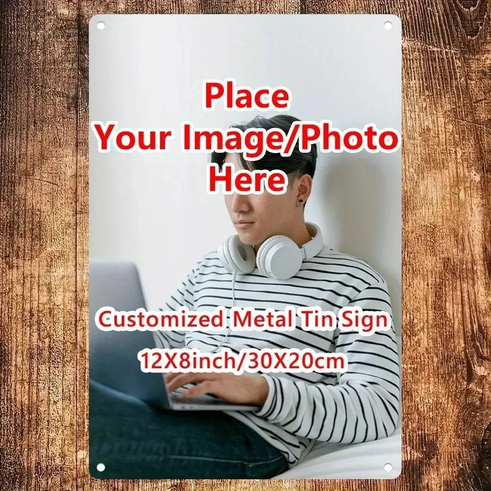 Customizable 2D Flat Vintage Industrial Metal Plaque, Personalized Custom Photo & Message Pre-Drilled Waterproof Wall Decor Gift