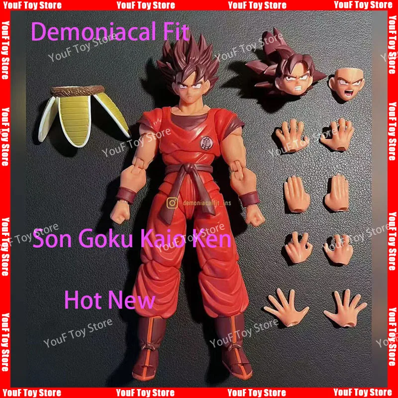 

Hot New Demoniacal Fit Dragon Ball Shf Son Goku Kaio Ken Scarlet Martial Artist 16000 Power Level Anime Action Figure Model Toys