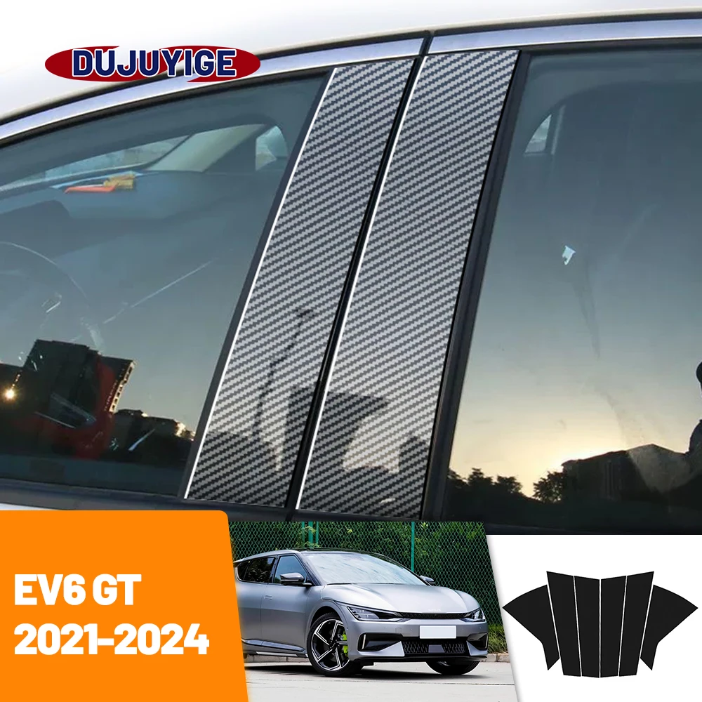 

For Kia EV6 GT 2021-2024 2022 2023 Carbon Fiber Window Door Column Deal B C Pillar Post Cover Trim Sticker