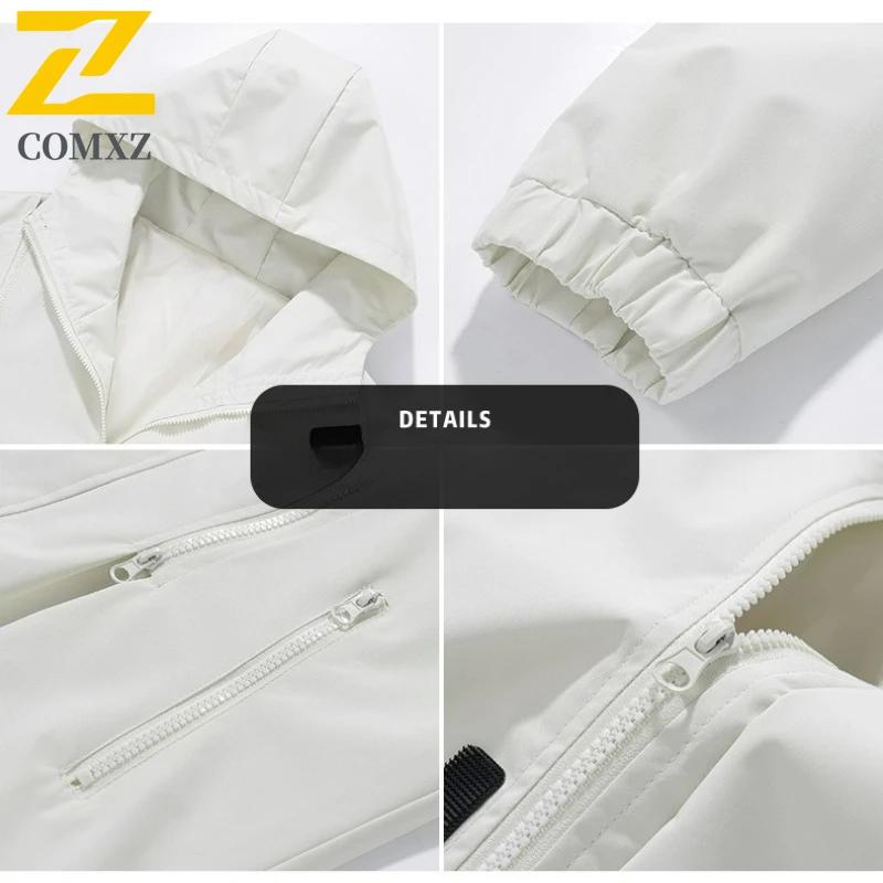 Jaket Tahan Air Tipis Harajuku Uniseks Luar Ruangan Satu Lapis Mantel Mendaki Mendaki Pria Sepeda Memancing Jaket Berkerudung Tahan Angin