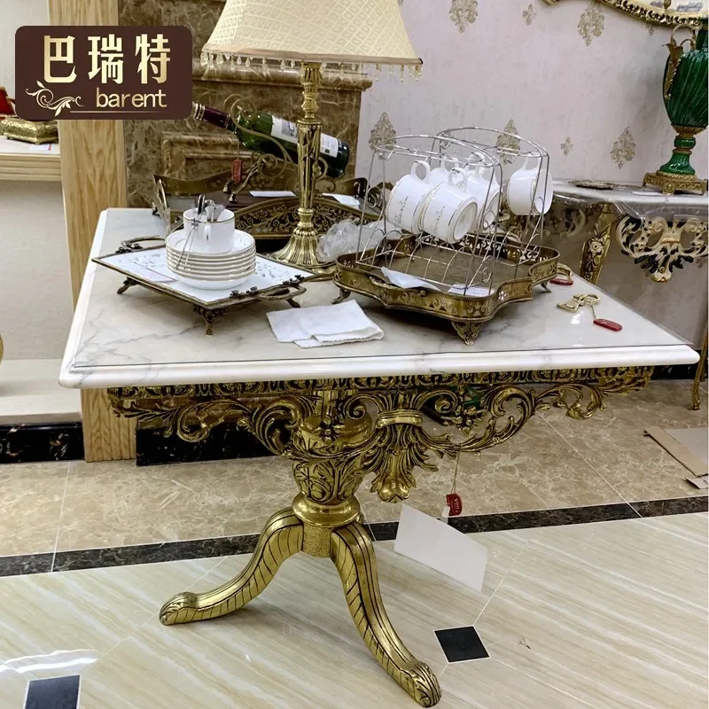 European imported marble countertop metal corner living room corner square coffee table gold