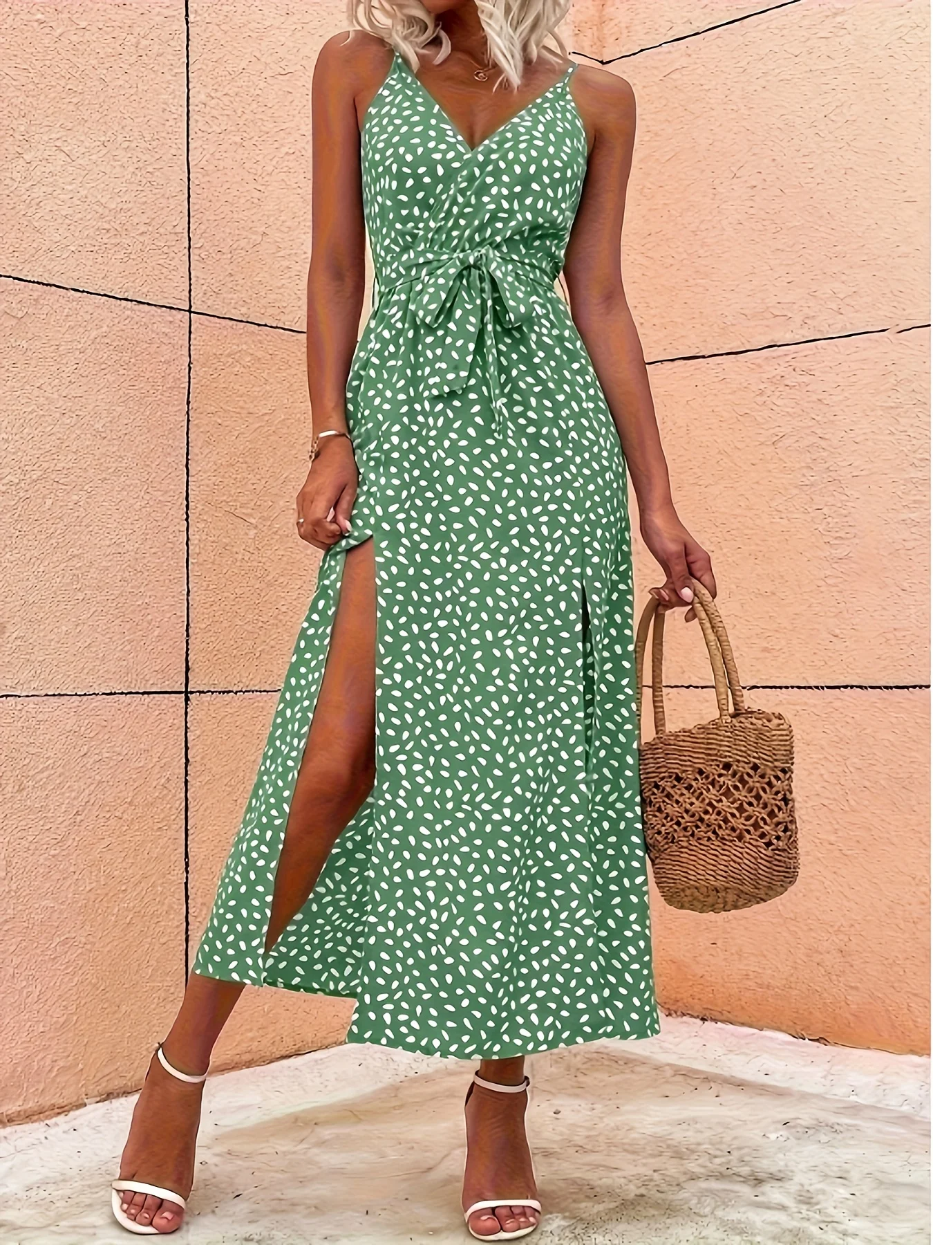 فستان أنيق للسيدات بطباعة مرقط - مراجعة French Vintage Floral Midi Dress وسعره