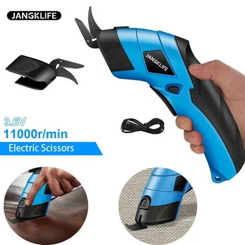 JANGKLIFE DIY 전기 가위 천 절단 가죽 재단사 텅스텐 카바이드 블레이드 휴대용 핸드 툴 리튬 배터리