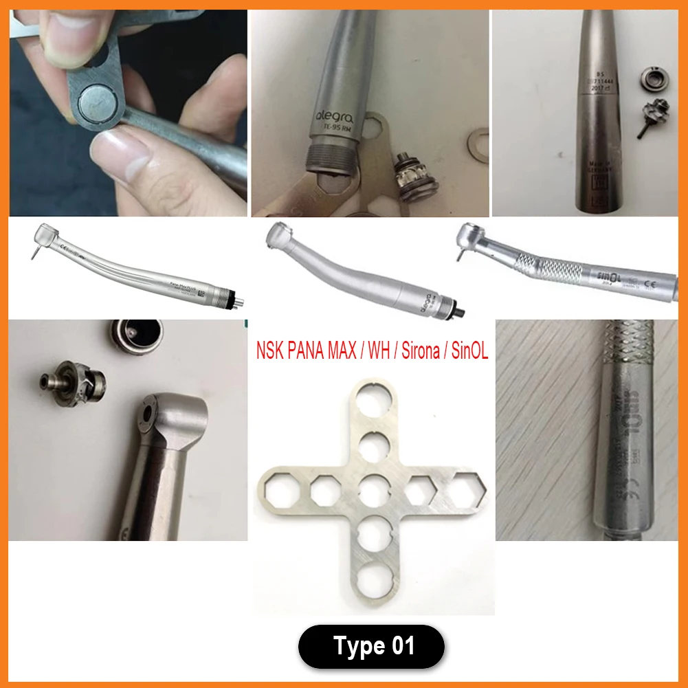 Dental Turbine Handpiece Wrench 5 Types Maintenance Tool K*VO N*K Sirona COXO Back Cover Torque Mini Head Button Repair Wrench