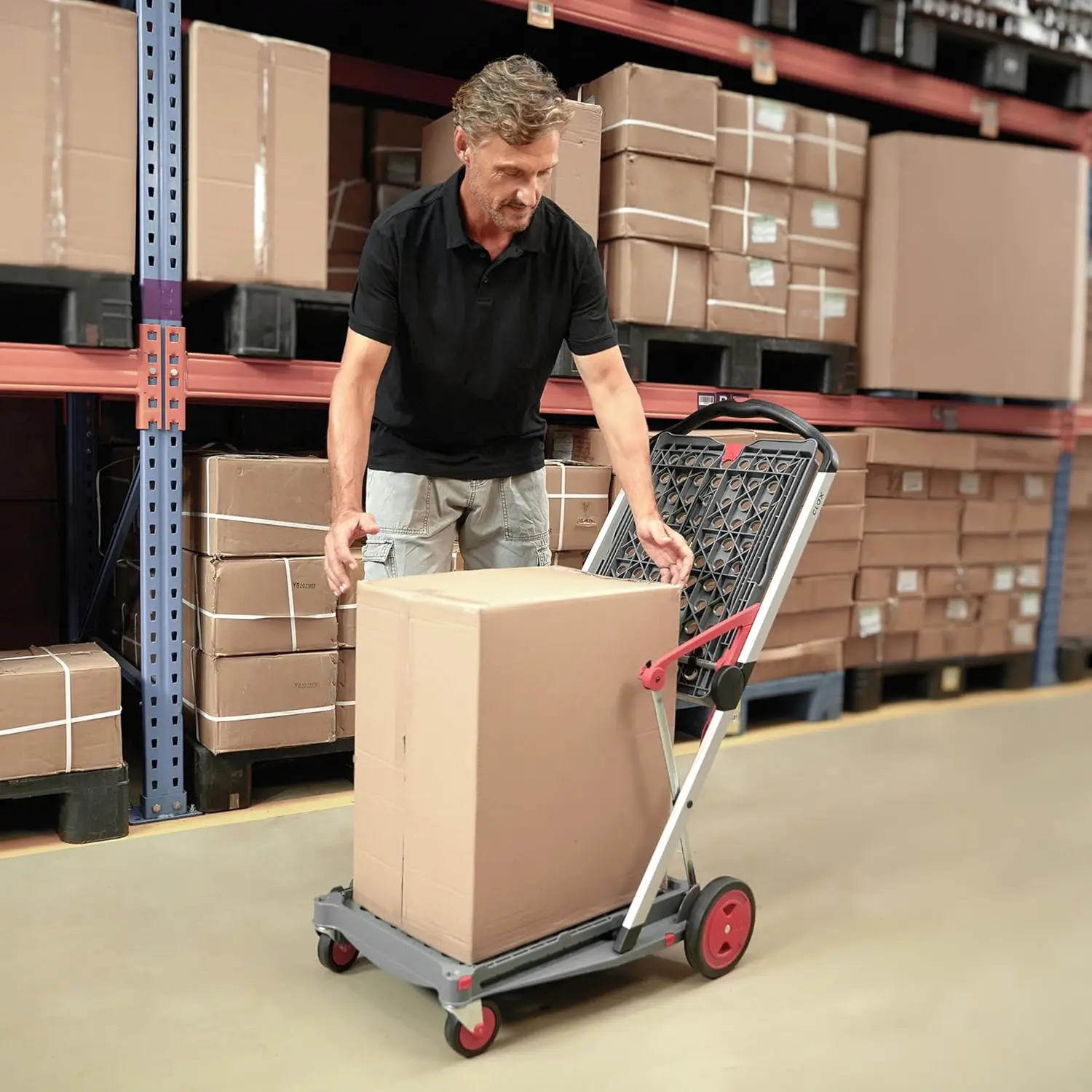 Collapsible Multi-Use Folding Trolley with Storage Crate, Sturdy Aluminum Frame, Grey Color