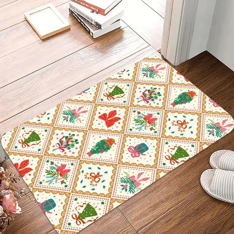 Christmas Elements Non Slip Waterproof Doormat Easy Clean Entrance Floor Mat Home Decor Durable Minimalism Fashion And Beautiful