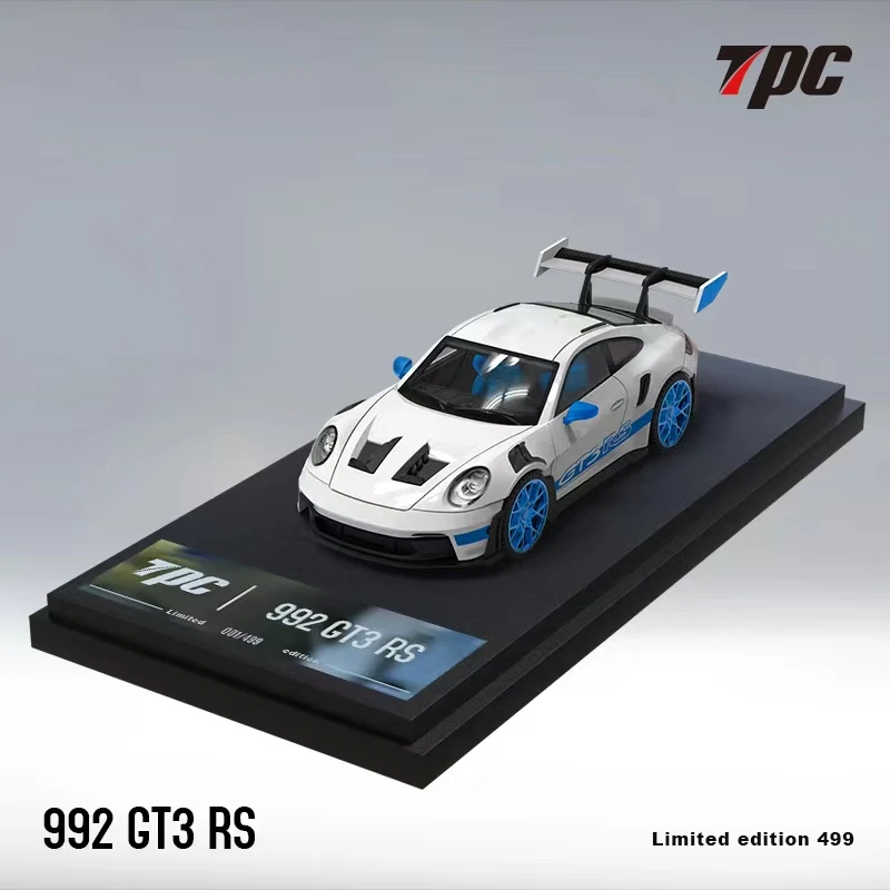 TPC 1:64 Toy Model Car 911 992 GT3 RS Alloy Die-Cast Sport Vehicle Blue White