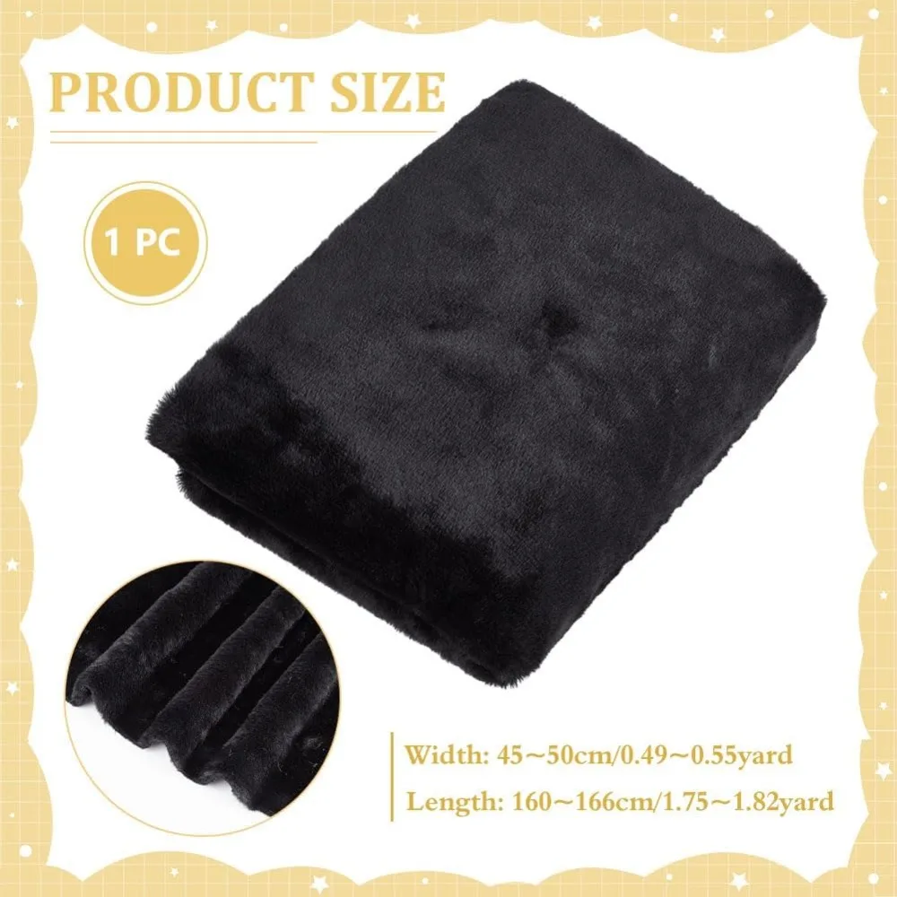 1.82 Yards Faux Fur Fabric 22.05 inches Black Imitation Rabbit Plush Fabric Fluffy Craft Fur for Costumes Rugs Pillows