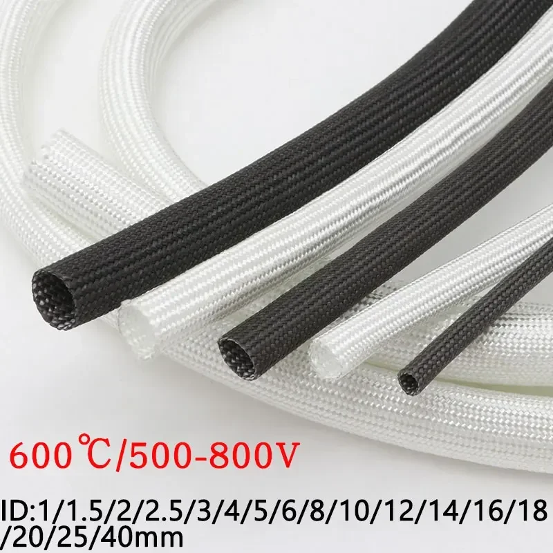 

Green ProductWhite/Black 600 Deg.C Fiberglass Tube 1mm ~ 40mm High Temperature Chemical Glass Fiber Braided Sleeve Soft Wire Pip