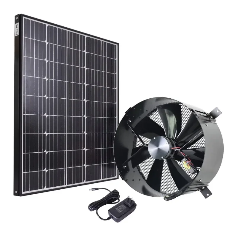 

Solar Powered Energy Extractor Fan with Solar Battery System Industrial Garage Greenhouse Solar Powered Wall Exhaust Fan