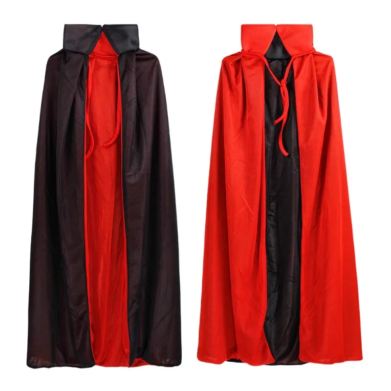 Halloween Cloak for Adults and Children Black and Red Stand-up Collar Death Costume Cos Party Wizard Vampire Cloak Cloak