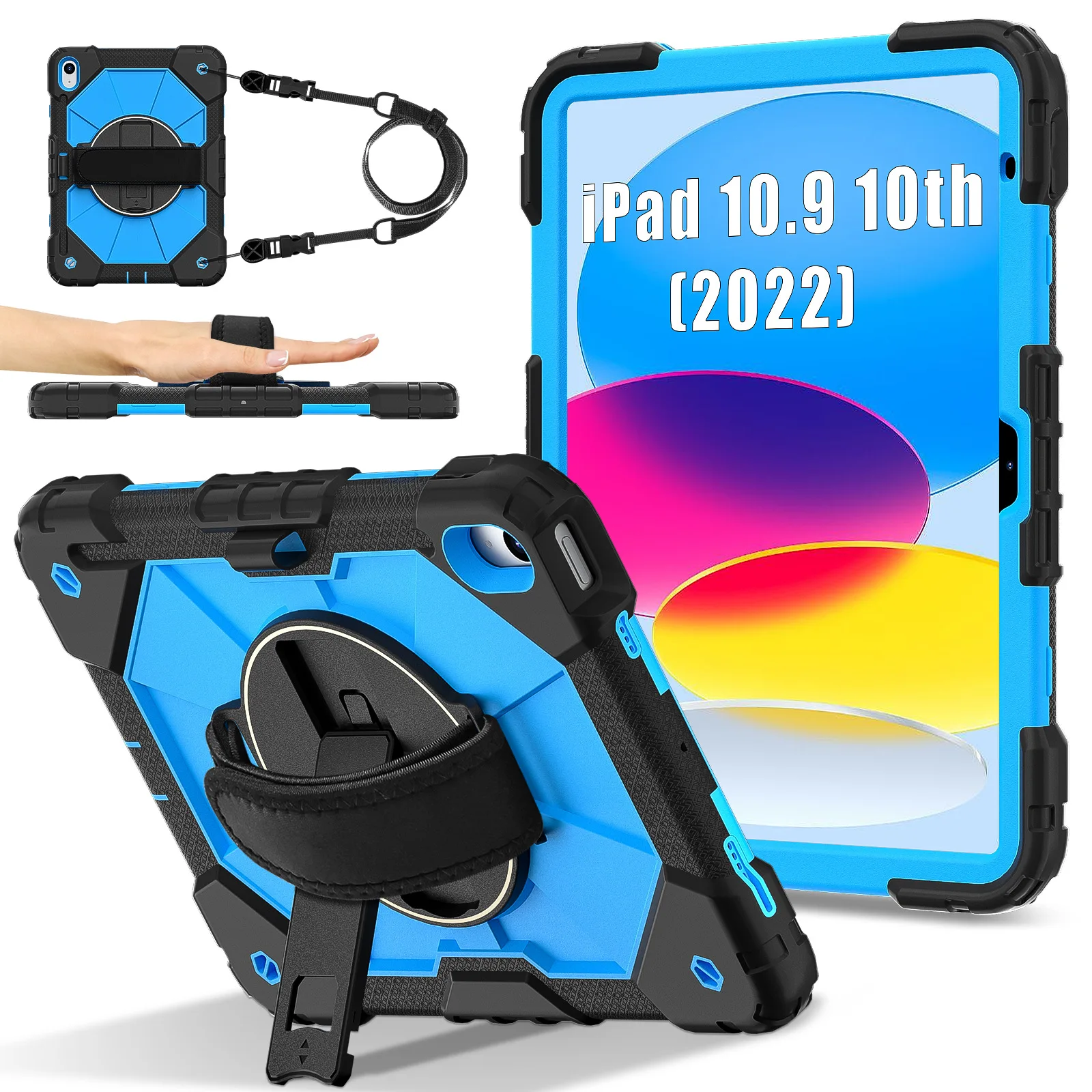 Tablet Protective Case Suitable for iPad 10.9 10Th 2022 with Satchel Stand 10 Colors Available