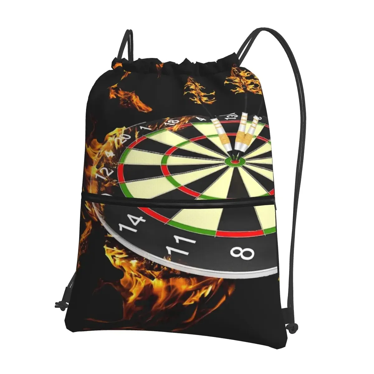 Flaming Dart Board Portable Backpacks Drawstring Bag Drawstring Bundle Pocket Sundries Bags For Travel Sport Man Woman