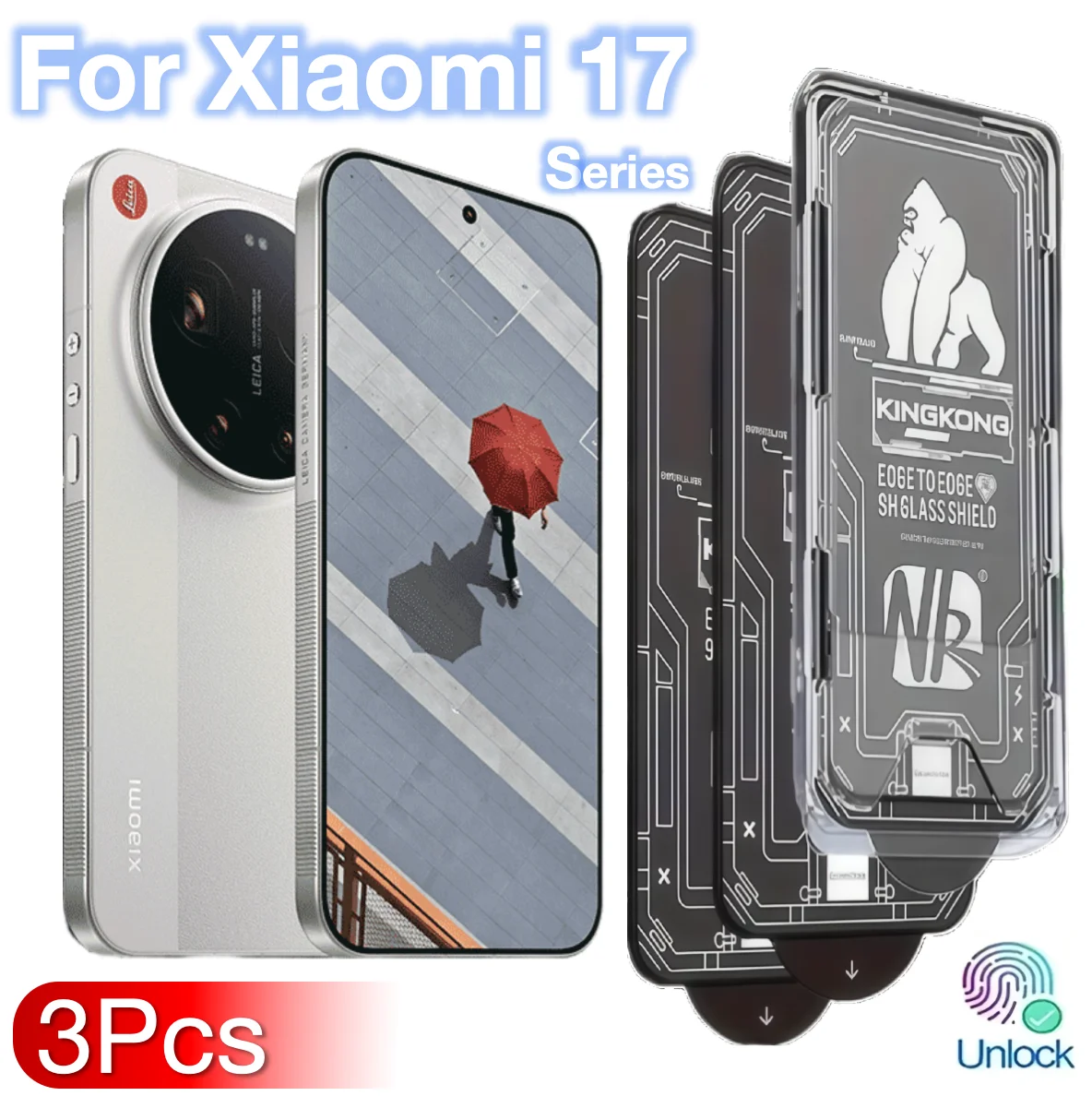 3 Stück für Xiaomi Xiao Mi 17 Ultra Pro Max Gehärtetes Glas Displayschutzfolie 9H Keine Staubblasen Handy-Zubehör
