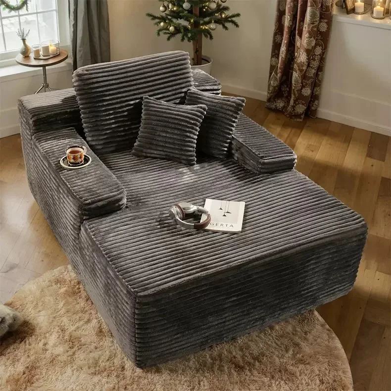 Modern Luxury Living Room Sofa Bed Set Furniture l Shape Corduroy Compression Vacuum Pack Boneless Single Lazy Recliner Design