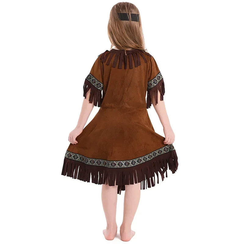 Costume de Princesse Américaine et Indienne pour Fille, Tenue de Cosplay d'Halloween, Robe de Barrage, pour Enfant et Adolescent de 4 à 16 Ans