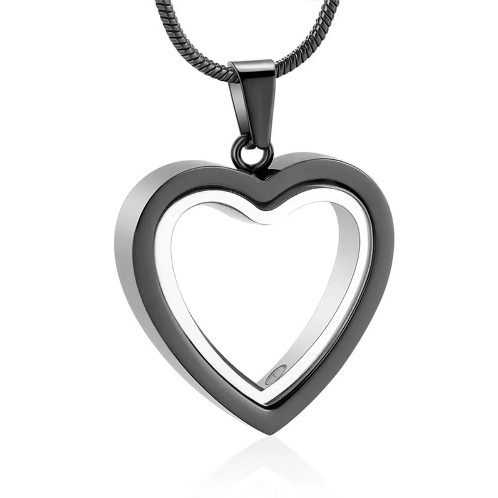 Stainless Steel Pet Memorial Lockets Love Heart Decorative Keepsake Urn Necklace Dust-proof Sealed Ashes Necklace Pendant