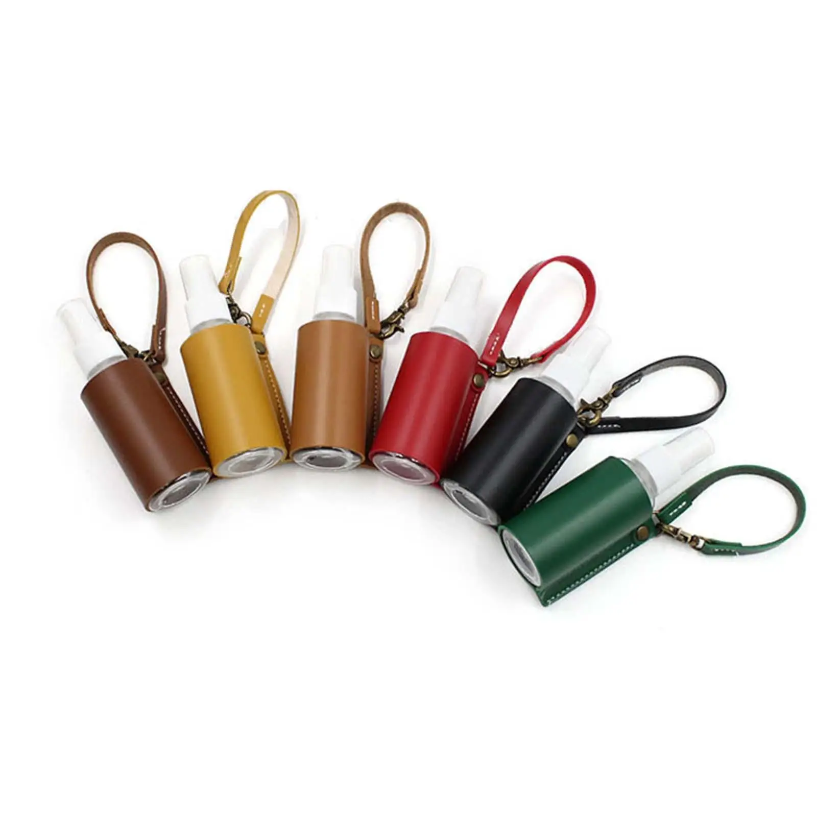 Multi-colored Empty Bottle with PU Leather Case Bottle Holder with Carabiner for Toiletry Perfume Spray Travel Container Small