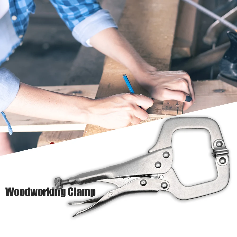 6.5 Inch Locking Clamp Pliers with Swivel Pads C-Clamp Locking Pliers Table and Tool Vise Grip for Shop Home Farm and Automotive
