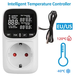 Digital Temperature Controller Socket Thermostat EU/US Plug 220V/110V With Timer Switch Heating Cooling Temperature Sensor