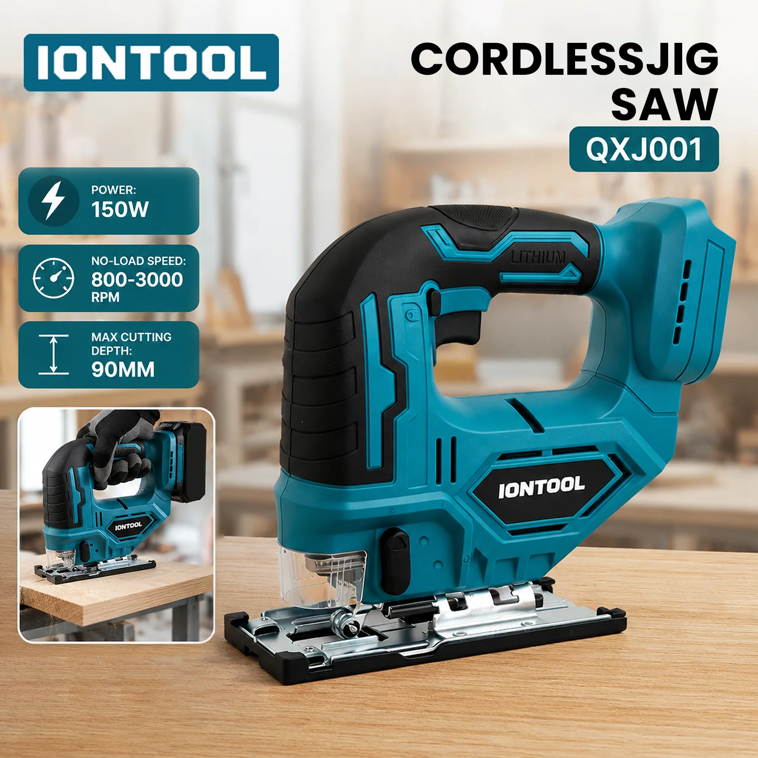 Power Tools Jigsaw - IONTOOL 150W Kablosuz Dekuplaj Testeresi (Sadece