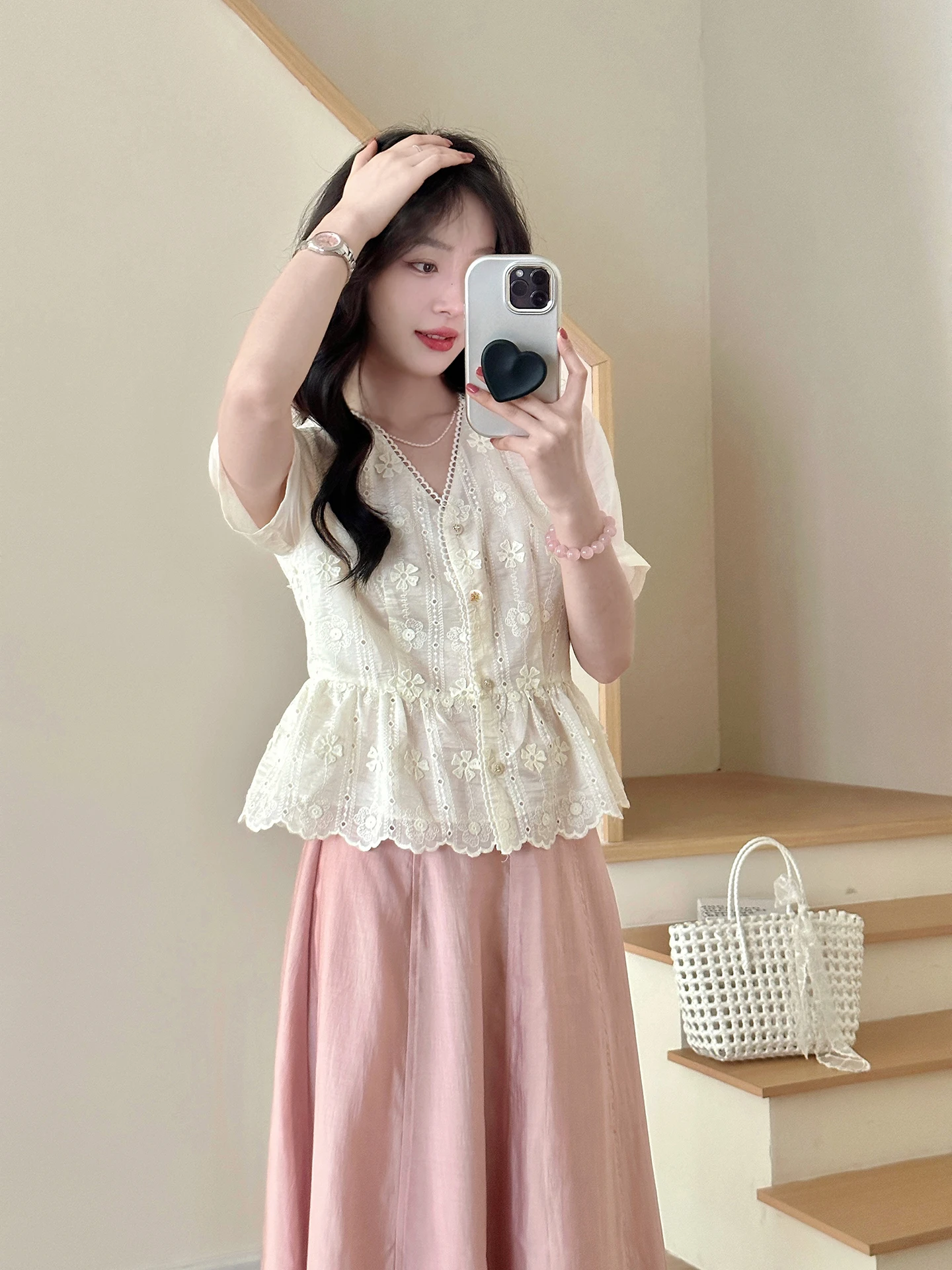 

Комплект из двух предметов: юбка и топ Sugar Anne White Tea Clear Joy 2026 Spring Summer Lace irt ort Sve для женщин, облегающий, элегантный