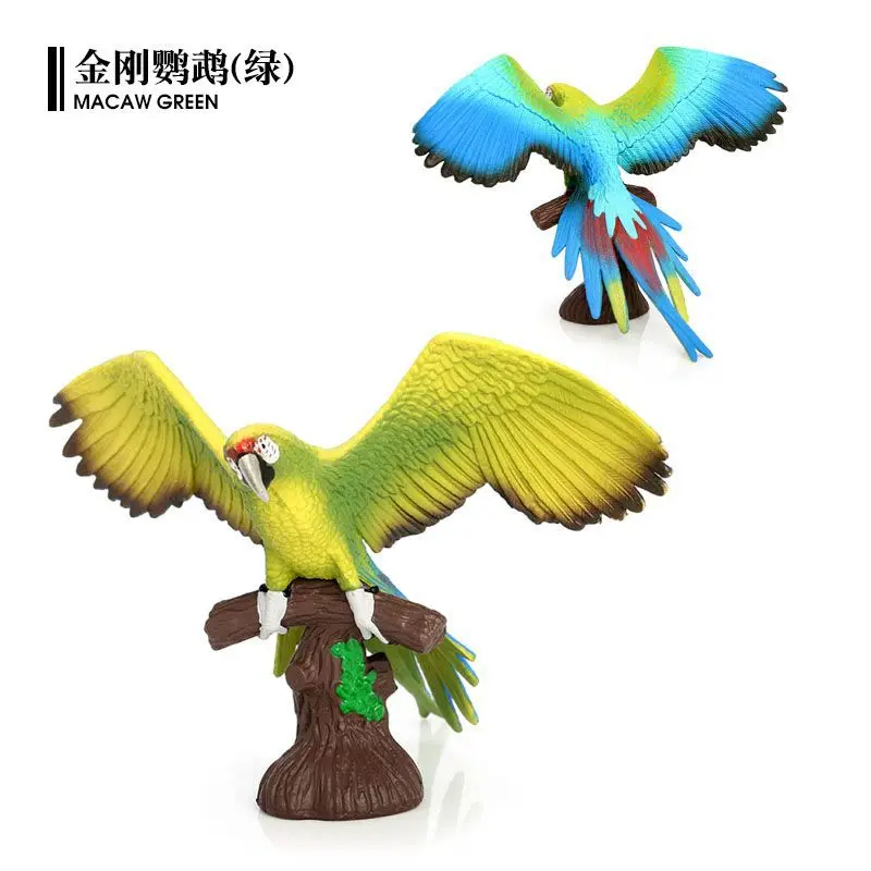 Simulated solid parrot animal model static bird macaw children's cognitive plastic ornament figure toy