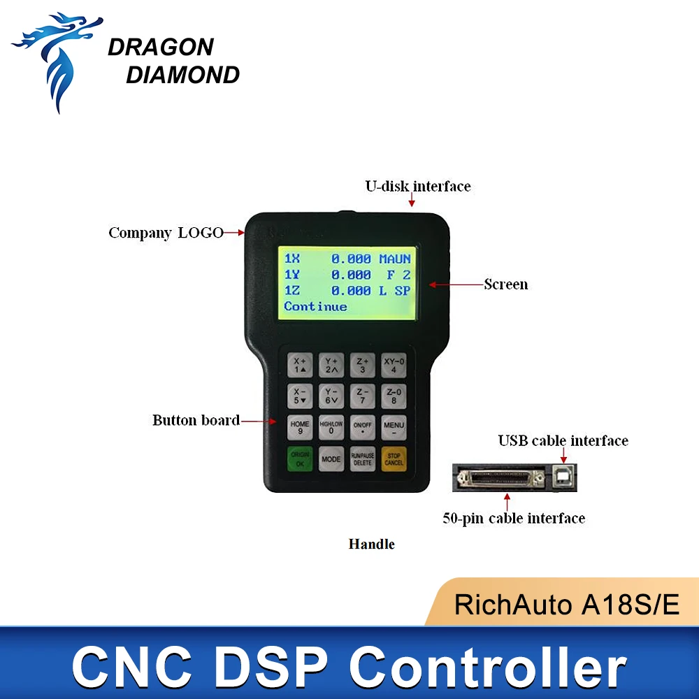 DSP RichAuto A18E/C CNC Controller 4 Axis USB Linkage Remote Motion Control for CNC Router Control System