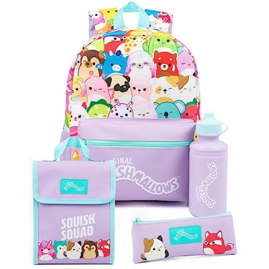 

Girls 4 Piece Backpack Set Purple Rucksack Bundle with School Bag, Pencil Case, Lunch Bag and Water Bottle