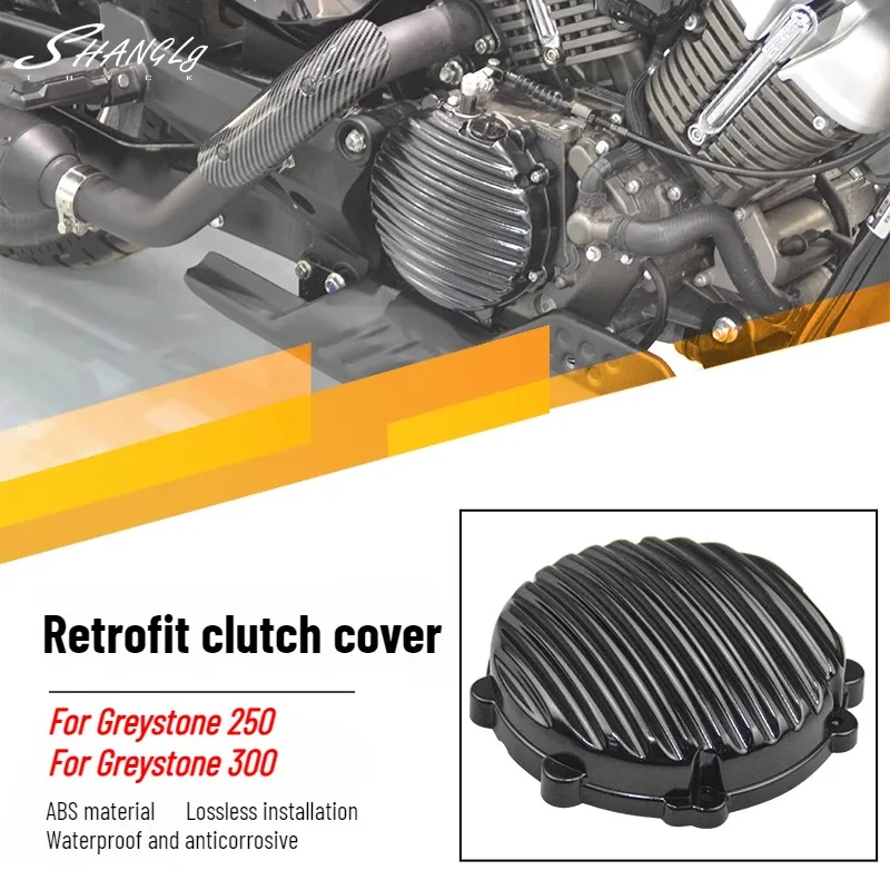 For Greystone 250/300 Motorcycle Clutch Cover-Vintage Striped ABS Trim Side cover Non-Destructive Direct Fit Accessory